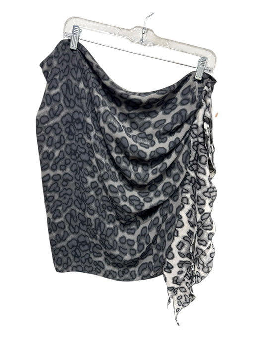Just Cavalli Size 46 Gray & Black Polyester Side Zip Abstract Animal Print Skirt Gray & Black / 46