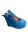 Robert Clergerie Shoe Size 37.5 Blue Suede Leather Peep Toe Sling back Shoes Blue / 37.5