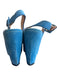 Robert Clergerie Shoe Size 37.5 Blue Suede Leather Peep Toe Sling back Shoes Blue / 37.5
