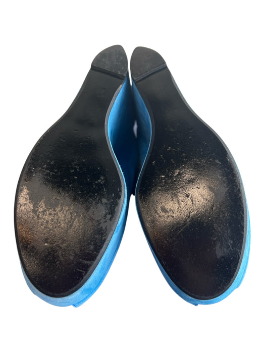 Robert Clergerie Shoe Size 37.5 Blue Suede Leather Peep Toe Sling back Shoes Blue / 37.5