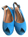 Robert Clergerie Shoe Size 37.5 Blue Suede Leather Peep Toe Sling back Shoes Blue / 37.5