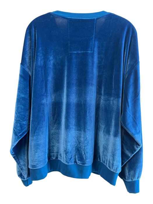 Aviator Nation Size M Blue Polyester & Spandex Velour Stripes Logo Patch Sweater Blue / M
