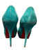 Christian Louboutin Shoe Size 39.5 Teal Suede Platform Stiletto Peep Toe Pumps Teal / 39.5
