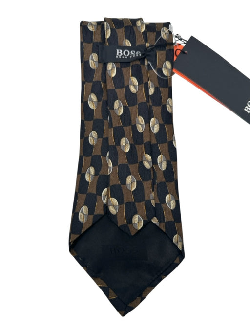 Boss NWT Black & Brown Silk All Over Print Men's Tie Black & Brown