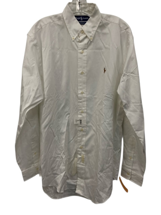 Polo Size 15.5 White Cotton Solid Button Down Men's Long Sleeve Shirt White / 15.5