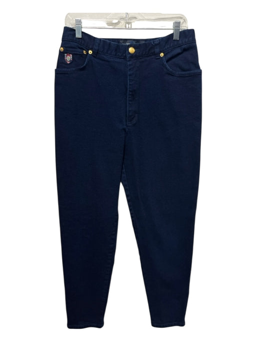 Escada Sport Size 42 Dark Wah & Black Cotton Denim Gold button High Rise Jeans Dark Wah & Black / 42