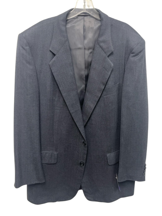 Hickey Freeman Blue Wool Blend Herringbone 2 Button Men's Blazer Blue / 44L