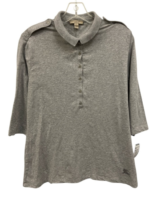 Burberry Brit Size XL Grey Heathered 1/2 Sleeve polo 1/2 Button Top Grey / XL