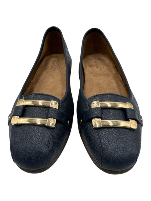 Aerosoles Shoe Size 10 navy & gold Synthetic Gold Buckle Slip On Loafers navy & gold / 10