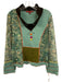 Instants Voles Size 44 Green, Brown & Multi Cotton Paneled Contrast Stitch Top Green, Brown & Multi / 44