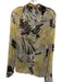 Elie Tahari Size XL White, Brown & Yellow Silk Abstract Floral Long Sleeve Top White, Brown & Yellow / XL