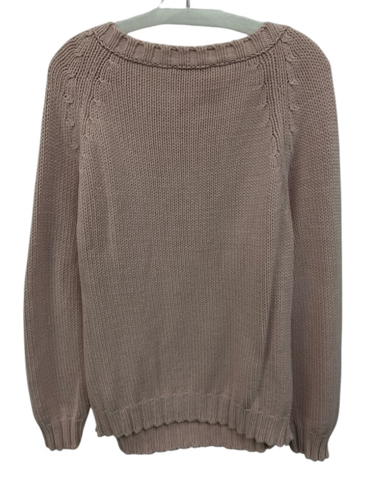 Weekend Max Mara Size XL Light Pink Cotton Blend Knit V Neck Ribbed Hem Sweater Light Pink / XL