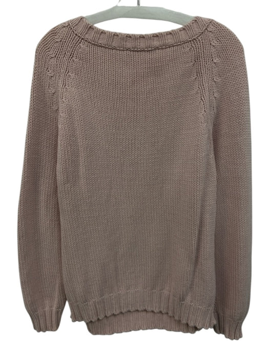 Weekend Max Mara Size XL Light Pink Cotton Blend Knit V Neck Ribbed Hem Sweater Light Pink / XL