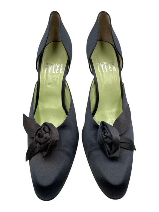 Richard Tyler Shoe Size 10 Midnight blue Satin Upper Flower Detail D'orsay Pumps Midnight blue / 10