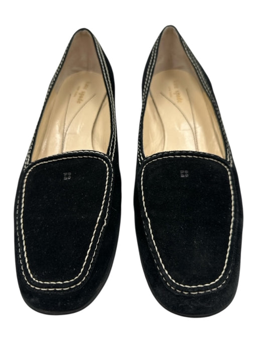 Kate Spade Shoe Size 10 Black Leather Upper Suede Contrast Stitch Loafers Black / 10