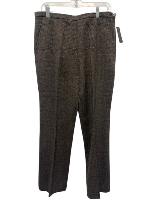 Feraud Size 4 Brown & Black Virgin Wool Blazer Button Straight Leg Pant Set Brown & Black / 4