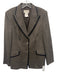 Feraud Size 4 Brown & Black Virgin Wool Blazer Button Straight Leg Pant Set Brown & Black / 4