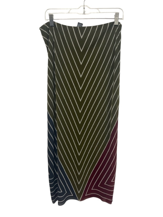 Vivienne Tam Size 3 Red, Green & Multi Cotton Blend Floral Striped Zip front Top Red, Green & Multi / 3