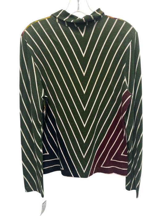 Vivienne Tam Size 3 Red, Green & Multi Cotton Blend Floral Striped Zip front Top Red, Green & Multi / 3