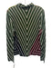 Vivienne Tam Size 3 Red, Green & Multi Cotton Blend Floral Striped Zip front Top Red, Green & Multi / 3