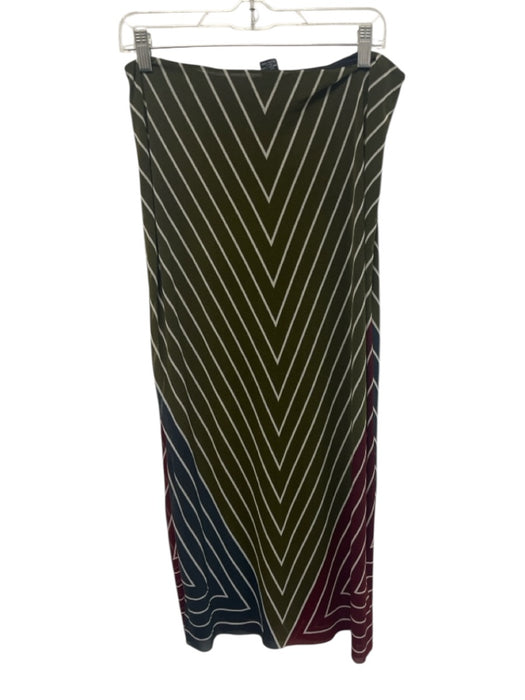 Vivienne Tam Size 3 Red, Green & Multi Cotton Blend Floral Striped Zip front Top Red, Green & Multi / 3