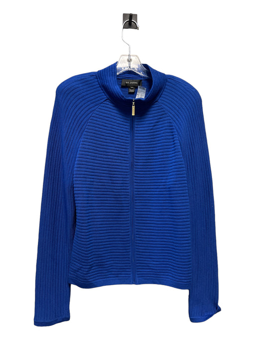 St. John Size M Blue Wool Blend Striped Full ZIp Jacket Blue / M