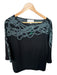 St. John Collection Size M Black & Teal Wool Blend Knit Neck Detail Sweater Black & Teal / M