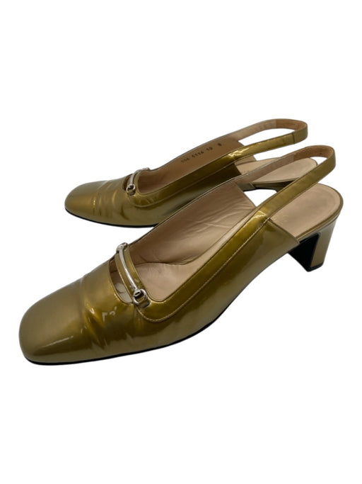 Gucci Shoe Size 10 Chartreuse Green Patent Leather Square Toe Slingback Pumps Chartreuse Green / 10