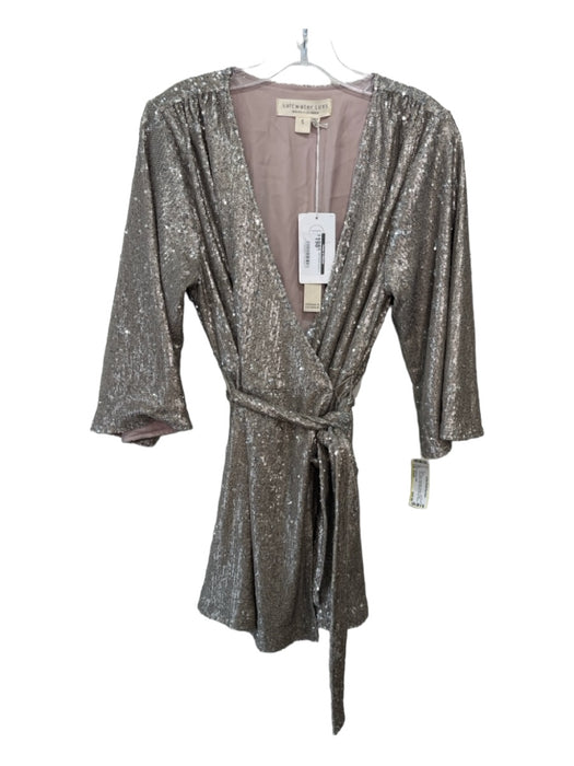 saltwater LUXE Size Small Silver Polyester Sequin Wrap Long Sleeve Mini Dress Silver / Small