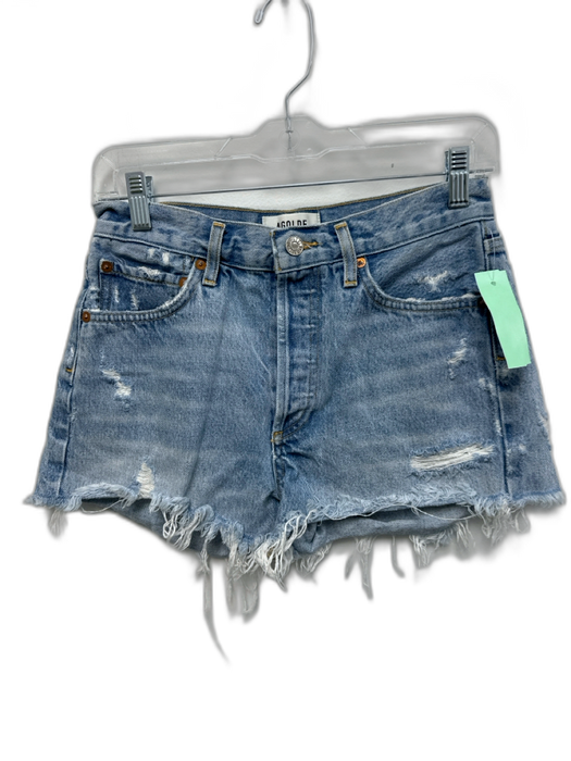 Agolde Size 25 Light Wash Cotton Distressed Button Fly High Rise Cut Off Shorts Light Wash / 25