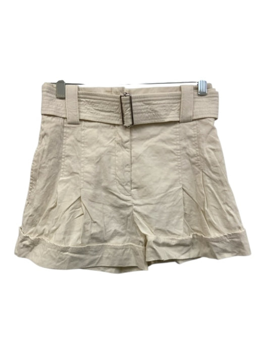 A.L.C. Size 4 Cream Linen Blend Pleated Belted High Rise Shorts Cream / 4