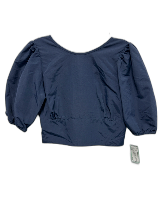 Peter Som Size 0 Navy Blue & Black Polyester Velvet Bow Open Back Top Navy Blue & Black / 0