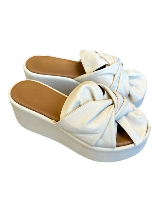 CB designs Shoe Size 38 Cream Leather Platform Twist Open Toe Mules Cream / 38