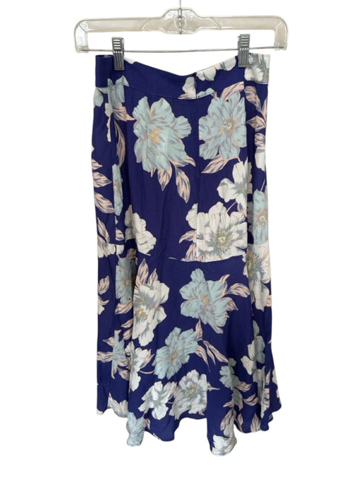 Yumi Kim Size XS Purple & White Polyester High Waist Flowers Midi Skirt Purple & White / XS