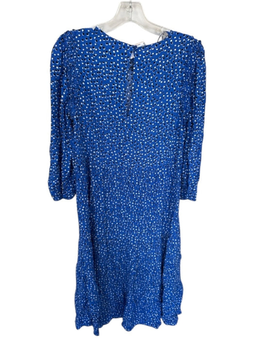 Zara Size S Blue & Black Viscose Long Balloon Sleeve Polka Dot Maxi Dress Blue & Black / S