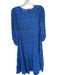 Zara Size S Blue & Black Viscose Long Balloon Sleeve Polka Dot Maxi Dress Blue & Black / S