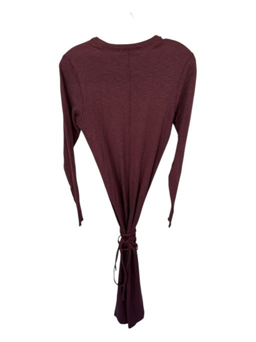 Lilla P Size S Maroon Cotton Long Sleeve Belted Maxi Dress Maroon / S