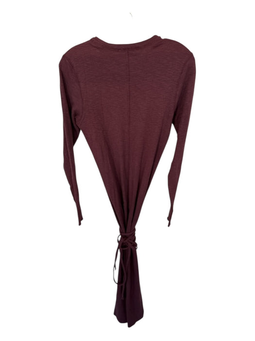 Lilla P Size S Maroon Cotton Long Sleeve Belted Maxi Dress Maroon / S