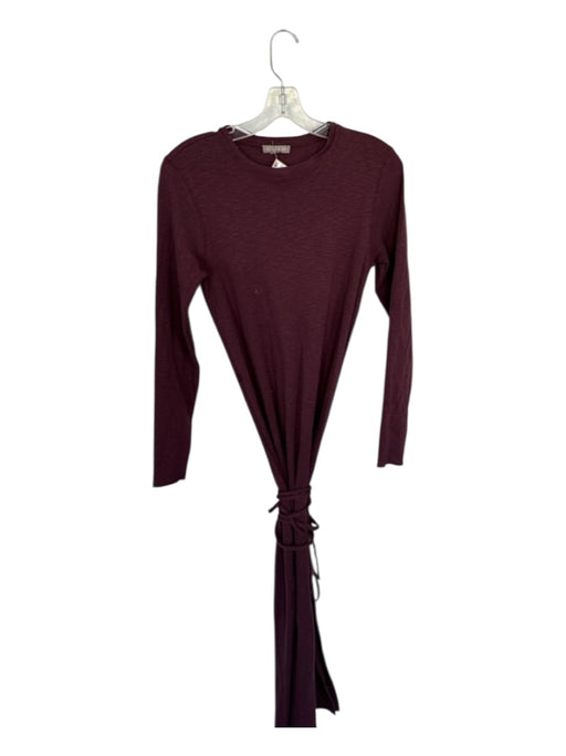 Lilla P Size S Maroon Cotton Long Sleeve Belted Maxi Dress Maroon / S