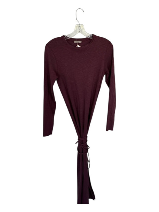 Lilla P Size S Maroon Cotton Long Sleeve Belted Maxi Dress Maroon / S