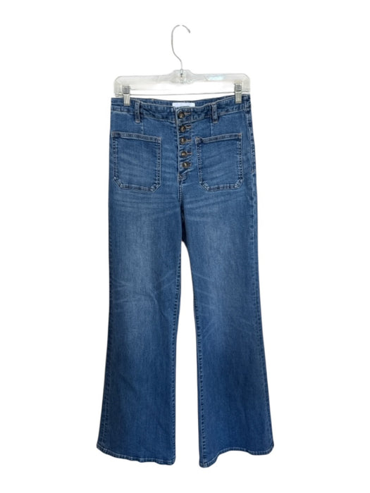 Dear John Size 27 Med Dark Wash Cotton Blend High Waist Button Fly Flare Jeans Med Dark Wash / 27
