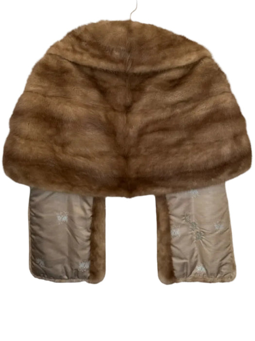 Brown Fur Lined Cropped Stole Brown / One Size