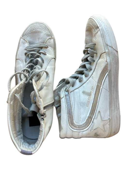 Golden Goose Shoe Size 40 White & Gray Leather & Suede High Top Sneakers White & Gray / 40