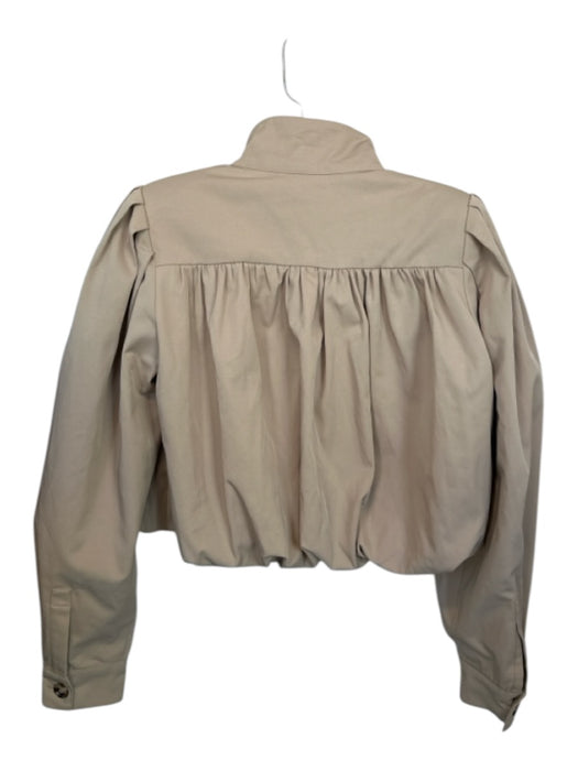 English Factory Size XS Tan Cotton Long Balloon Sleeve Cropped Buttons Jacket Tan / XS