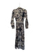 Ciebon Size XS Black & Tan Polyester Long Sleeve Flowers buttondown Maxi Dress Black & Tan / XS