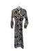 Ciebon Size XS Black & Tan Polyester Long Sleeve Flowers buttondown Maxi Dress Black & Tan / XS
