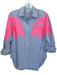 Essentiel Antwerp Size 32/XS Blue & Pink Cotton Long Sleeve Button Down Top Blue & Pink / 32/XS