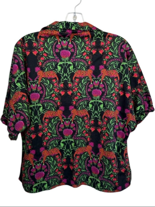 Emily McCarthy Size S Black & Orange Cotton 3/4 Balloon Sleeve Cheetah Top Black & Orange / S