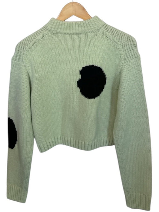 Tibi Size XS Mint & Black Wool Blend Long Sleeve Polka Dot Cropped Knit Sweater Mint & Black / XS