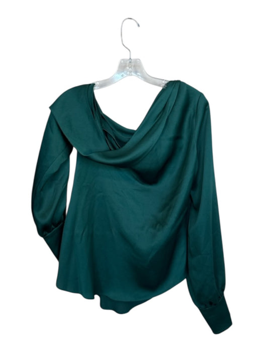 Jonathan Simkhai Size S Forest Green Acetate Long Sleeve Off Shoulder Top Forest Green / S